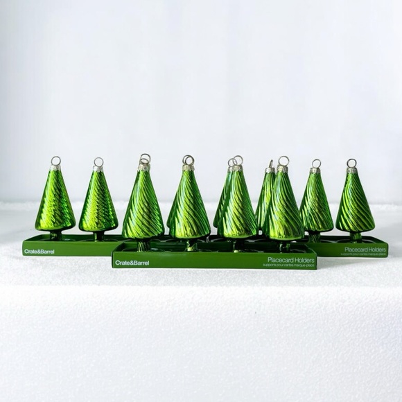 Crate and Barrel Blown Glass Holiday Tree Placecard Holders | 3 Sets, 12 Total - Picture 2 of 10